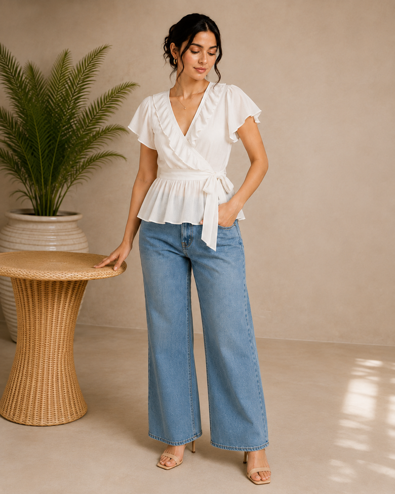 Isla Ruffle Wrap Top
