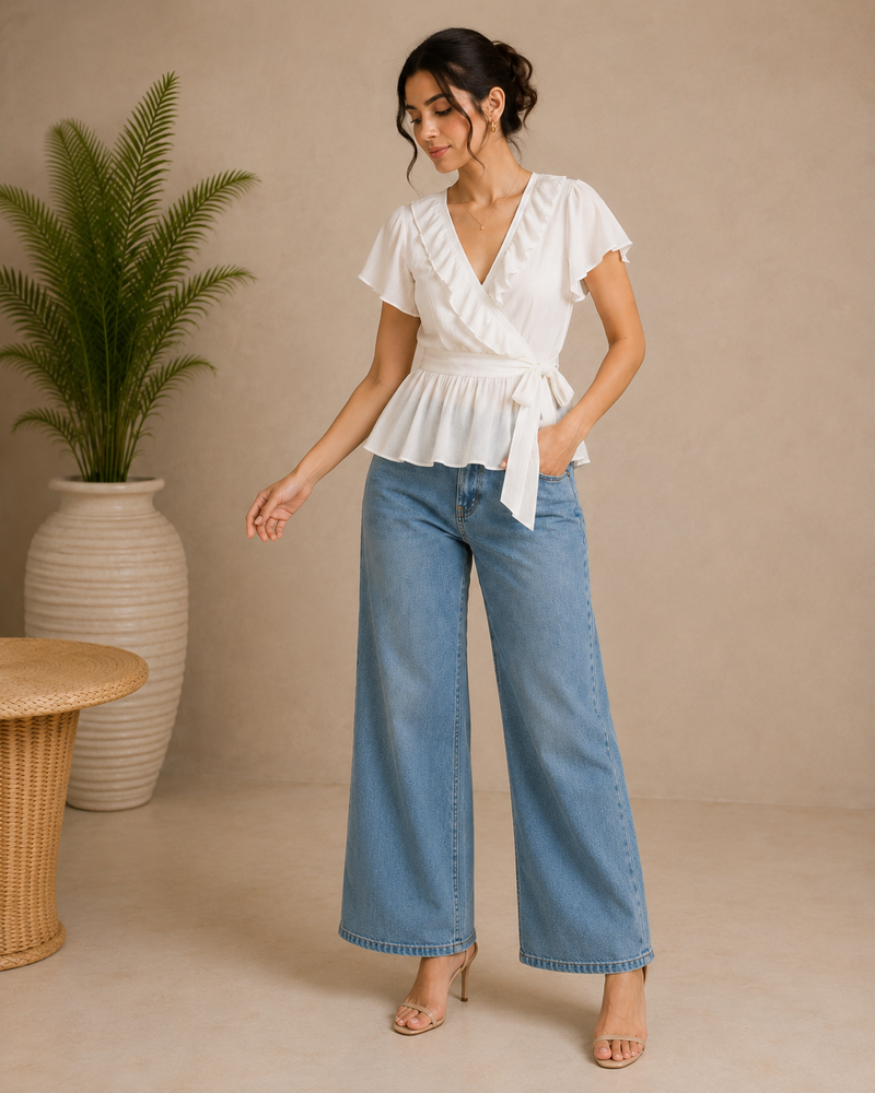 Isla Ruffle Wrap Top