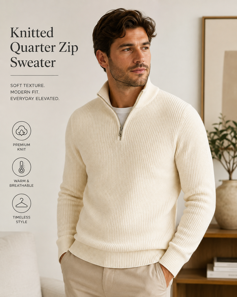 Knitted Quarter Zip Sweater