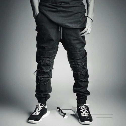 New Black 2017 Ripped Jeans Men With Holes Denim Super Skinny Famous Designer Brand Slim Fit Jean Pants Scratched Biker Jeans