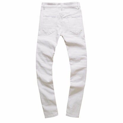 Mens Ripped Slim Fit Motorcycle Vintage Denim Jeans Hiphop Streetwear Pants
