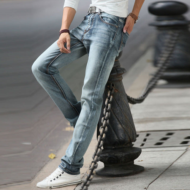 2018 Autumn New Style Men Vintage Pencil Jeans Casual Slim Male Pants Solid Men's Harem Jeans Legging Denim Pants Gray Trousers